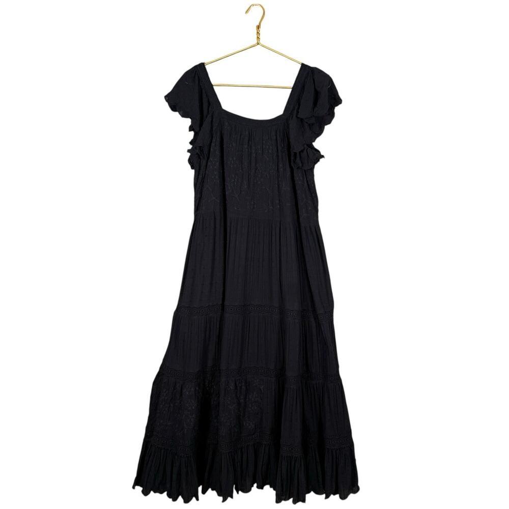 Sundance Greer Black Swiss Dot Embroidered Maxi Cotton Medium Bohemian - Picture 9 of 10